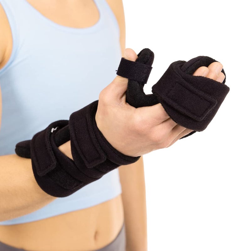 BraceAbility Soft Resting Hand Splint Stroke Brace Right or Left Hand Immobilizer for Finger Contractures PostSurgery Recovery Carpal Tunnel Syndrome Ulnar Nerve Damage Relief L Left